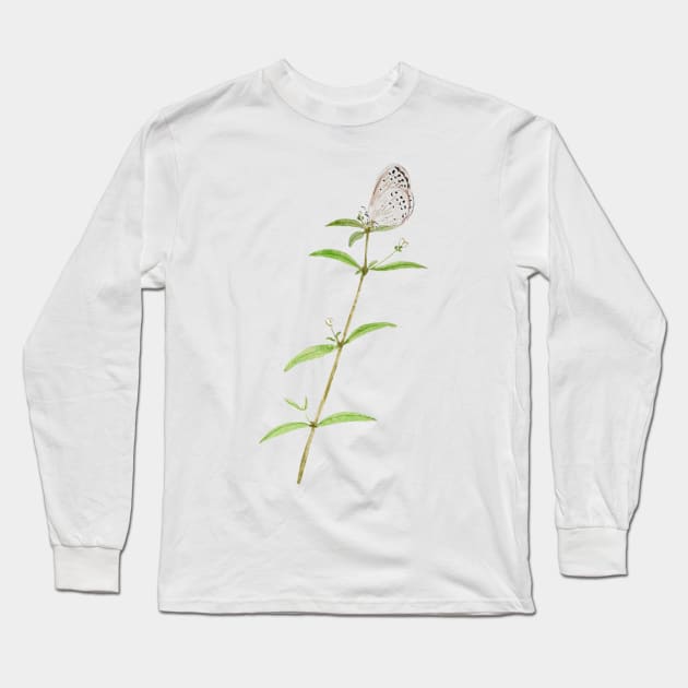 butterfly and leaf Long Sleeve T-Shirt by colorandcolor